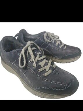 Clarks Wave Walk Sneaker Gray Leather Waterproof Lace Up Women Sz 8M 26061360[7C
